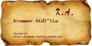 Kremmer Atália névjegykártya